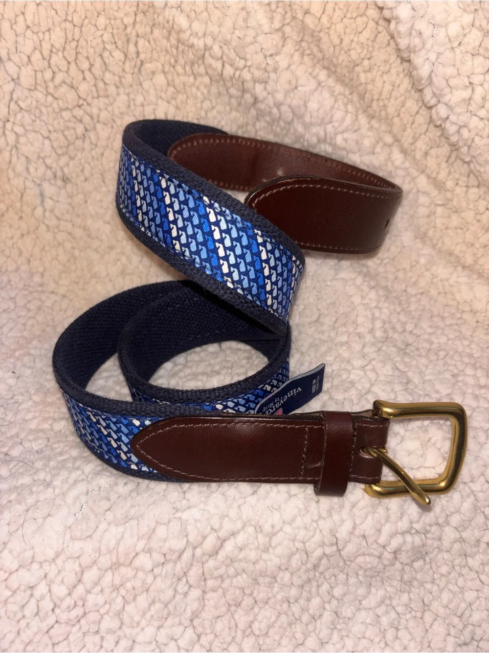 Vineyard Vines Whale Ribbon Belt Men’s Size 36 Leather Made in USA